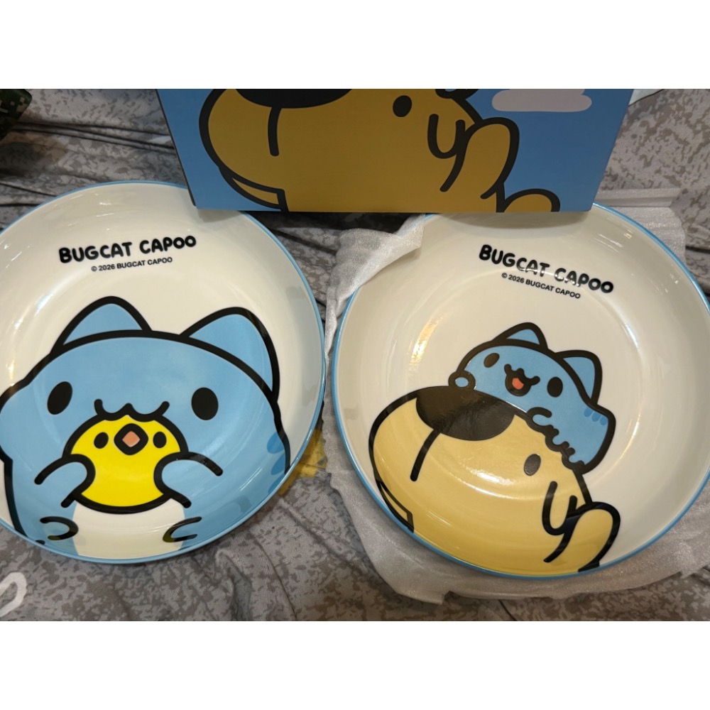 全新轉售 2026華南金股東禮 咖波聯名限定雙盤組 BUGCAT CAPOO 盤子 餐盤 咖波聯名 瓷盤 中國製-細節圖2