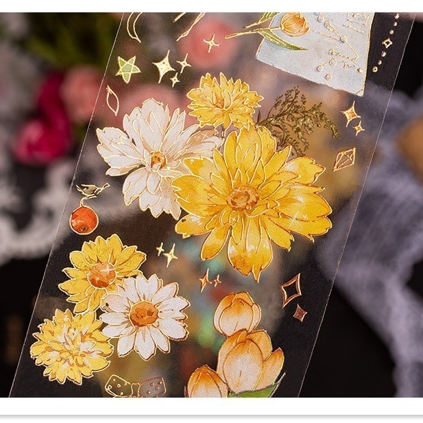 手帳貼紙 透明貼紙 花朵 浮雕 燙金  maylee-細節圖5