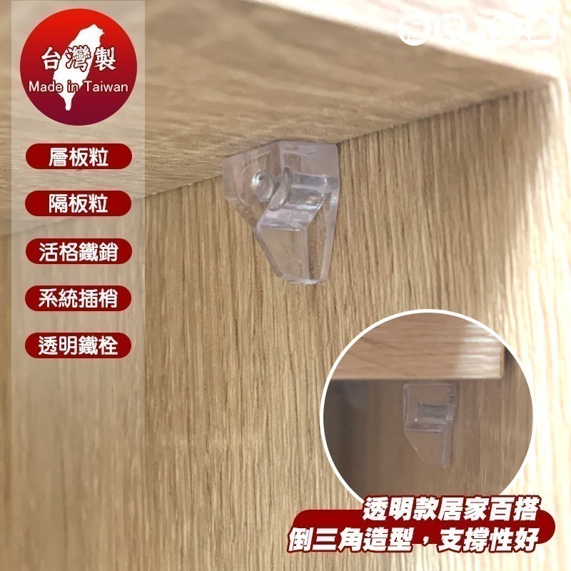 (500入特價中) 透明層板粒 透明鐵栓 活格 塑膠頭 隔板托  隔板粒 層板粒 層板珠 格粒 插梢 系統【冠騰五金】-細節圖3