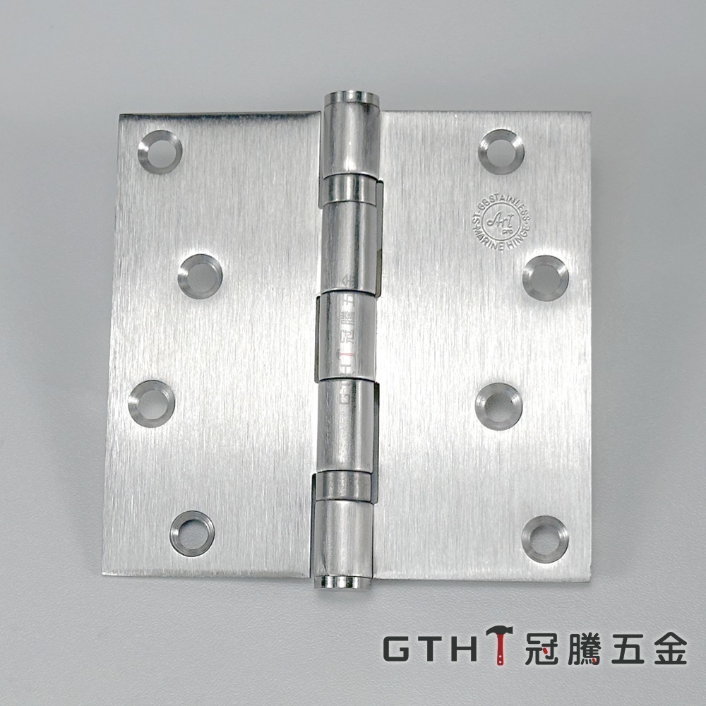 ART 白鐵磨砂鉸鏈 4英吋 5英吋 平頭 培林 後鈕 活頁 白鐵 不鏽鋼 磨砂 雙培林 鉸鍊 丁雙【GTH冠騰五金】-細節圖2