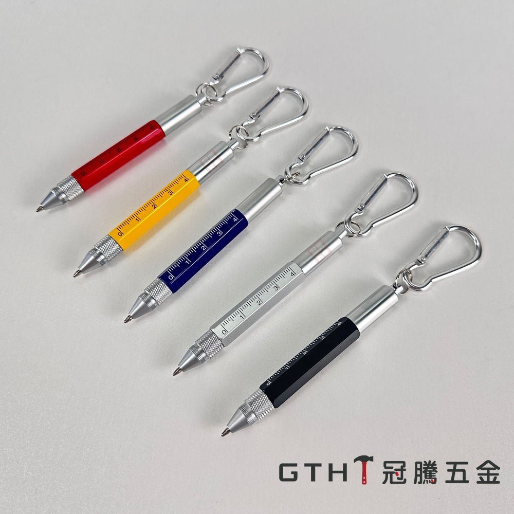 可攜帶 工程筆 登山扣環 短版 5合1 多功能 電容筆 觸控筆 筆 油性筆 原子筆 圓珠筆 螺絲起子 送禮 冠騰五金-細節圖5