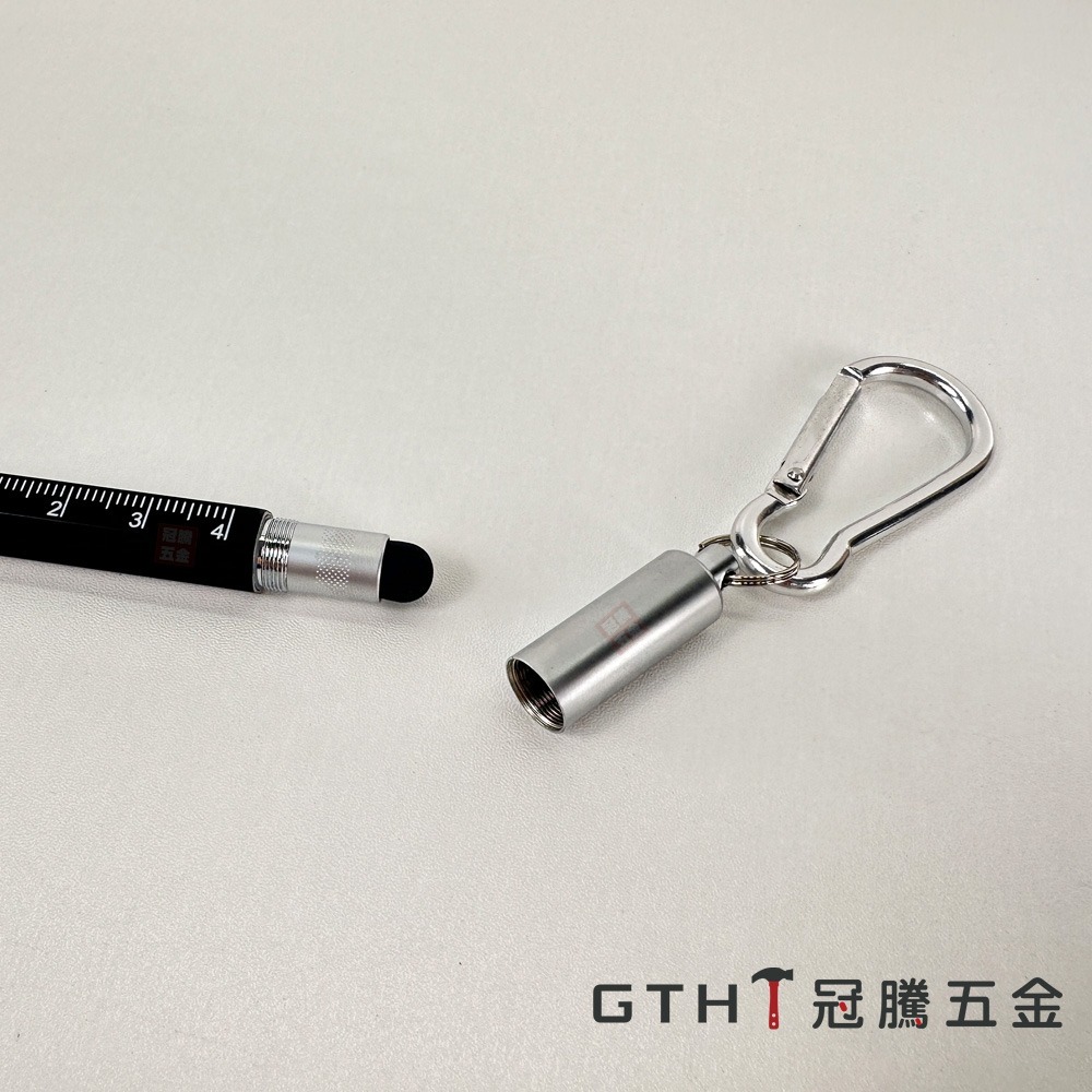 可攜帶 工程筆 登山扣環 短版 5合1 多功能 電容筆 觸控筆 筆 油性筆 原子筆 圓珠筆 螺絲起子 送禮 冠騰五金-細節圖6
