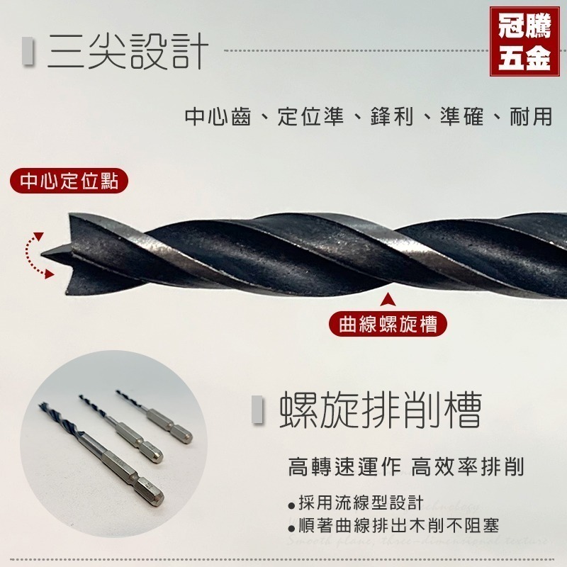 木工用鑽頭 (木用) 六角木鑽尾 鑽尾 鑽頭 木用 木鑽尾 木鑽頭 麻花鑽 電動起子 六角柄 高速鋼 冠騰五金-細節圖3