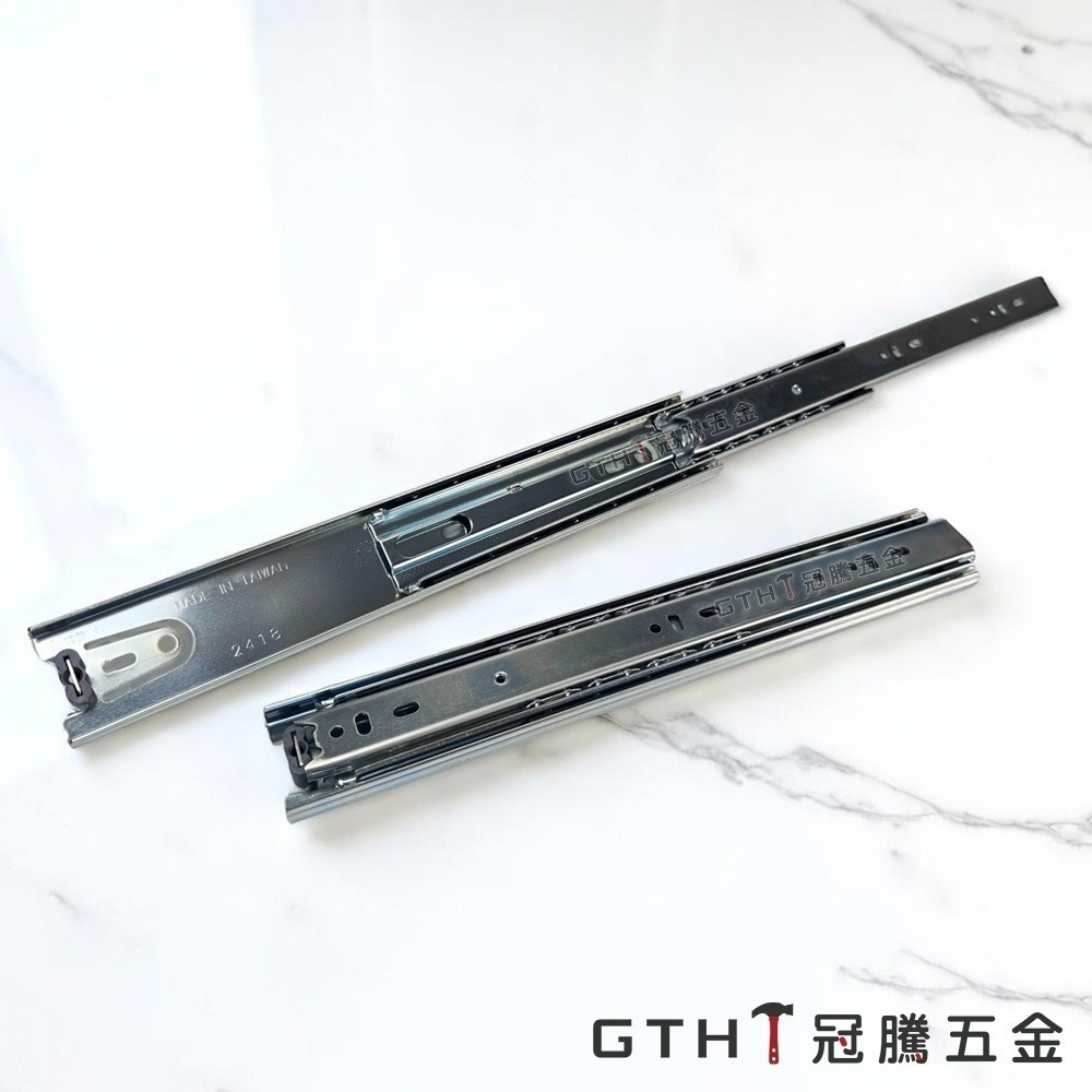 CT 三段滑軌  台灣製 靜音 滑軌 鋼珠滑軌 抽屜滑軌 三節滑軌 抽屜軌道 衣櫃滑軌 櫃子滑軌 冠騰五金-細節圖3