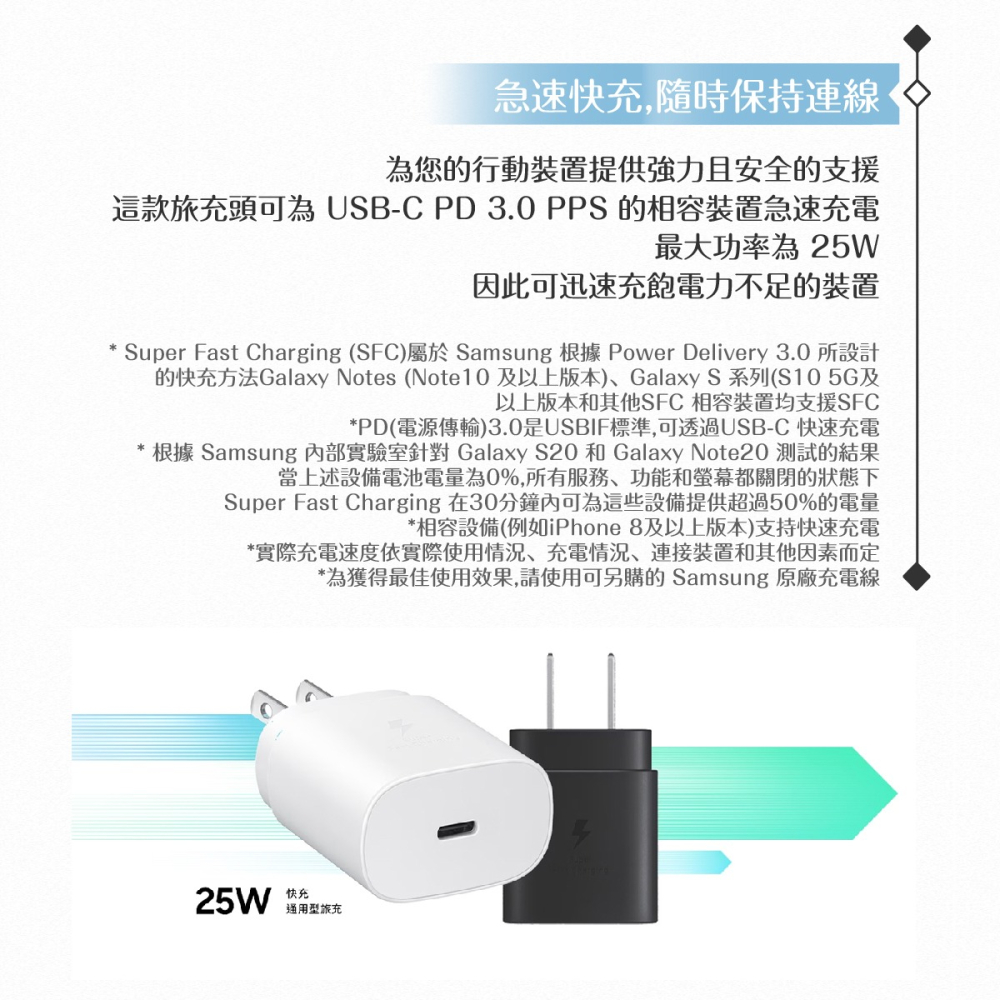 Samsung三星 原廠 25W Type C 快充旅充頭 PD 3.0【EP-TA800】台灣盒裝公司貨-細節圖8