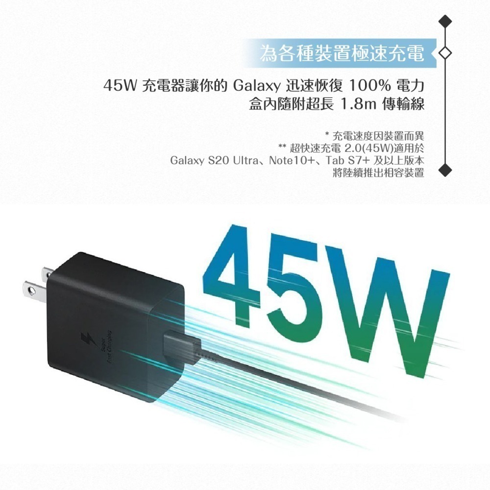 Samsung 原廠盒裝公司貨EP-T4510 45W Type C快充組(含PD旅充頭+5A雙Type C線1.8m)-細節圖8