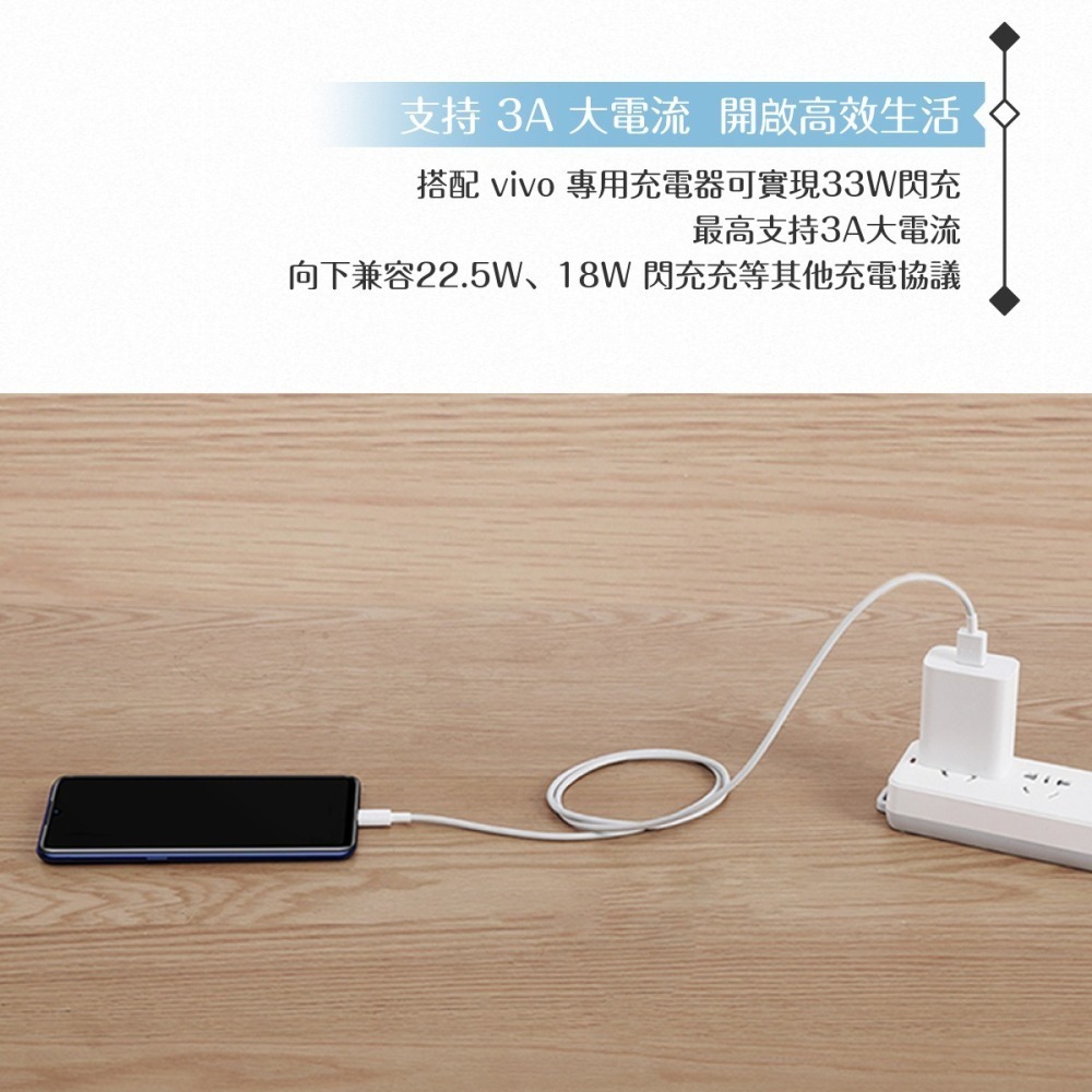 VIVO 3A 原廠盒裝 Type C 閃充充電線_33W(11V/3A) Max-細節圖9