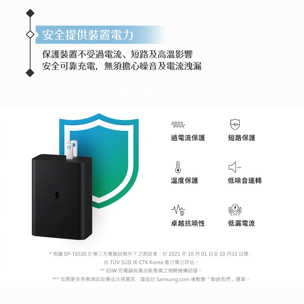 Samsung三星 原廠公司貨T6530 / 65W PD 三孔快充旅充頭 (盒裝)-細節圖7