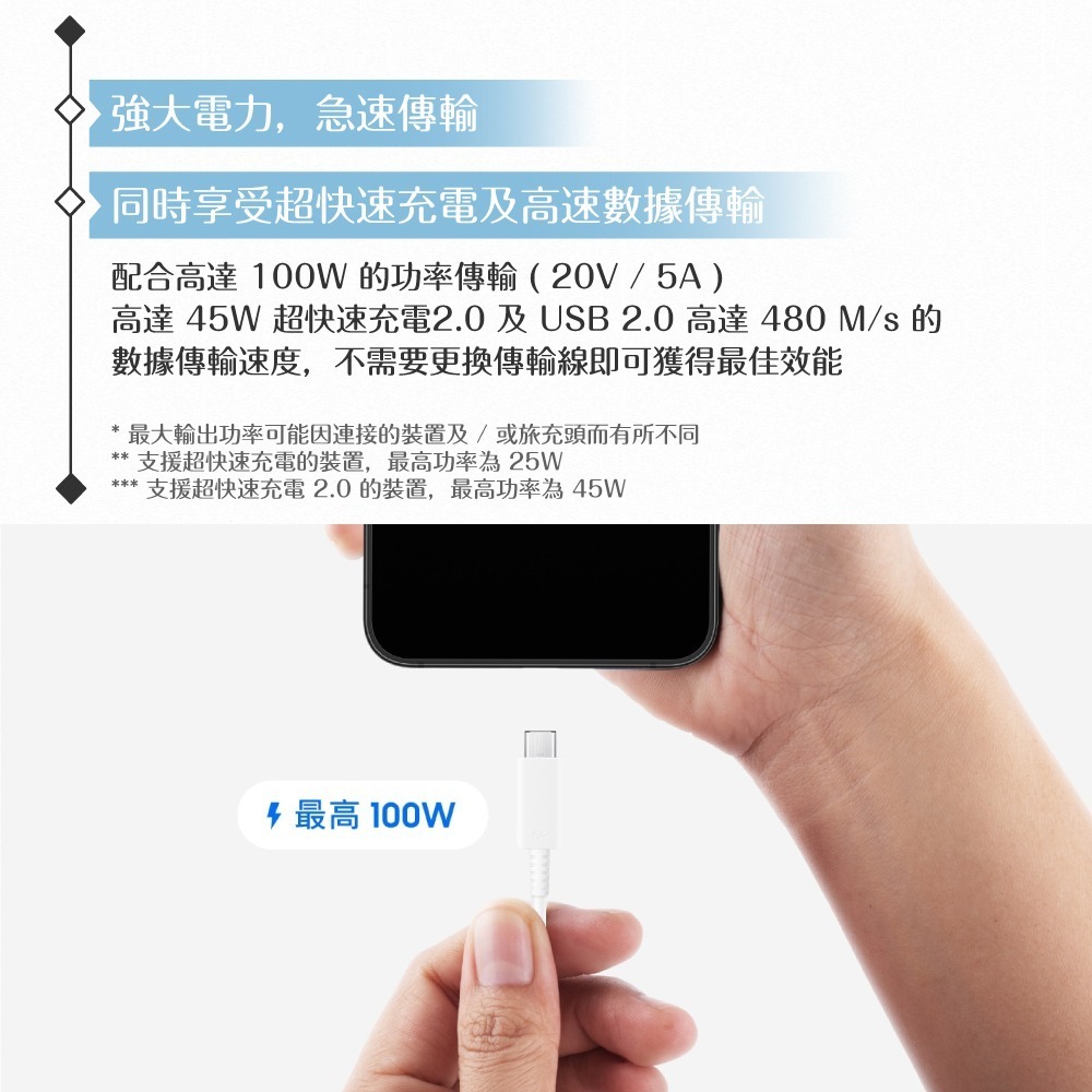 Samsung三星 原廠公司貨 T2510 超快充25W + DX510 5A 雙Type C線 1.8m (盒裝)-細節圖9