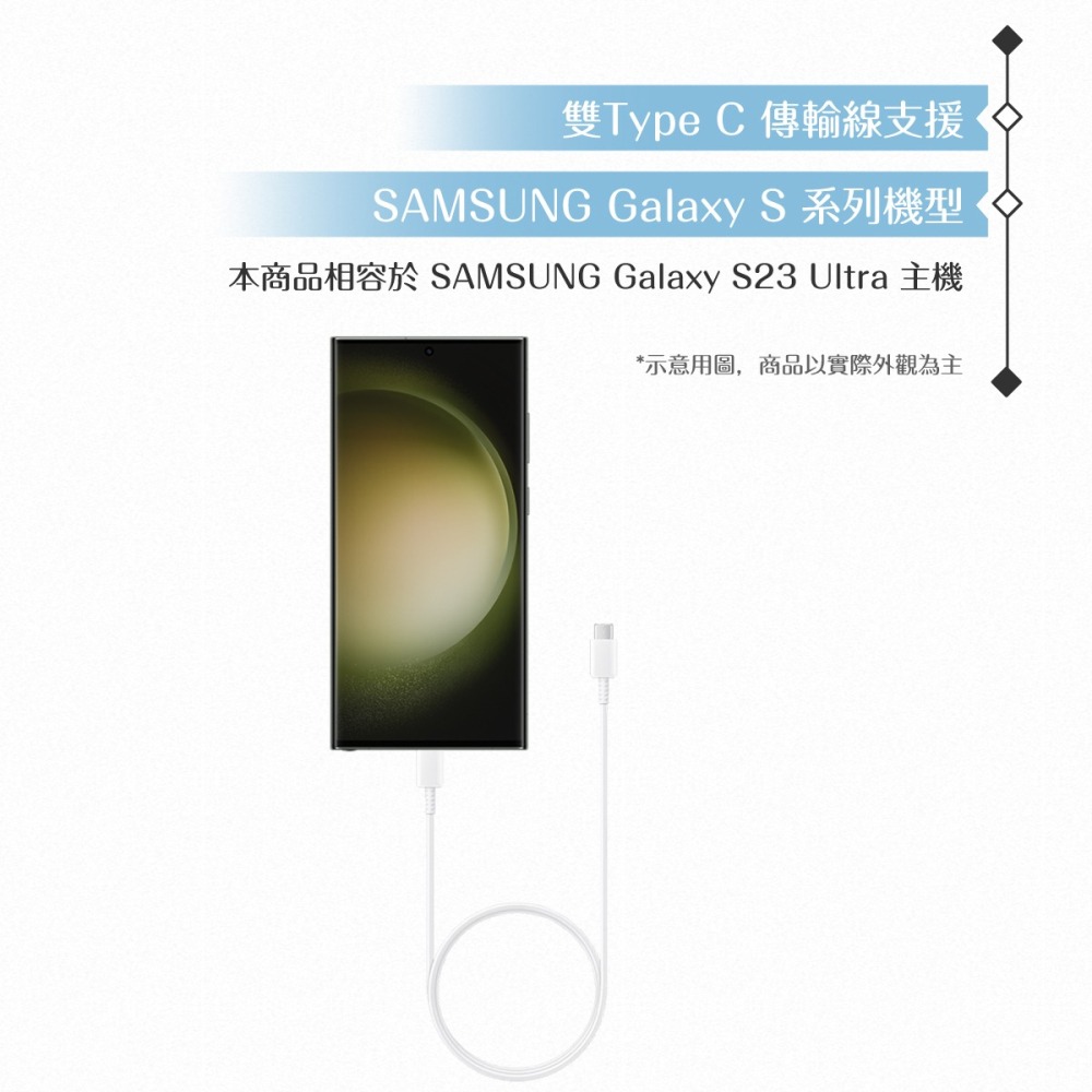 Samsung 原廠公司貨EP-DA705 3A 雙Type C傳輸線1m -白 ( for S24/S23系列 )-細節圖9