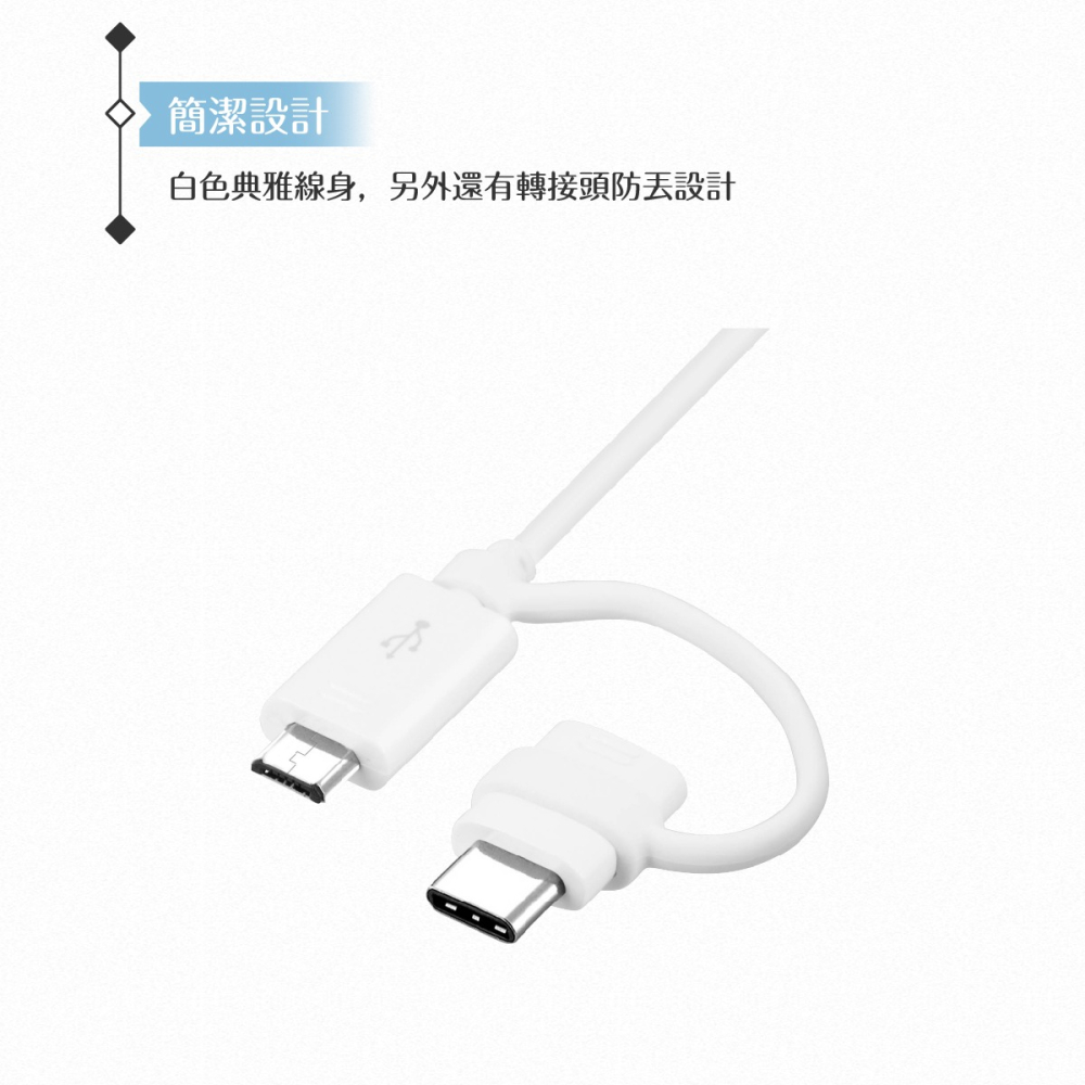 Samsung三星 原廠公司貨EP-DG930 1.5M 二合一傳輸線-白【Type C & Micro USB】-細節圖10