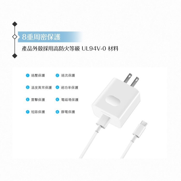 Huawei華為 快充4.5V/5A+5A Type C數據傳輸線 原廠旅充組 手機旅行充電器(平行輸入-密封袋裝)-細節圖3