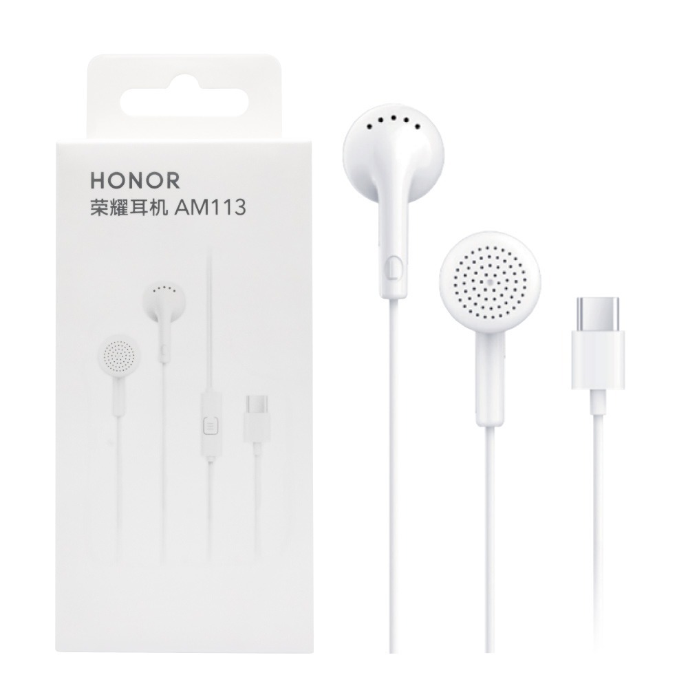 榮耀honor AM113 原廠盒裝 平耳式有線耳機 Type-C (白色)-細節圖2