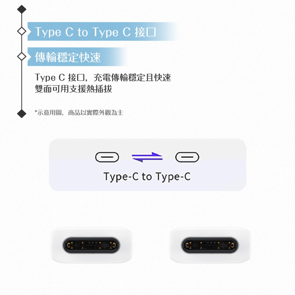 Samsung 原廠公司貨EP-DA705 3A 雙Type C傳輸線1m -白 ( for Galaxy A )-細節圖8