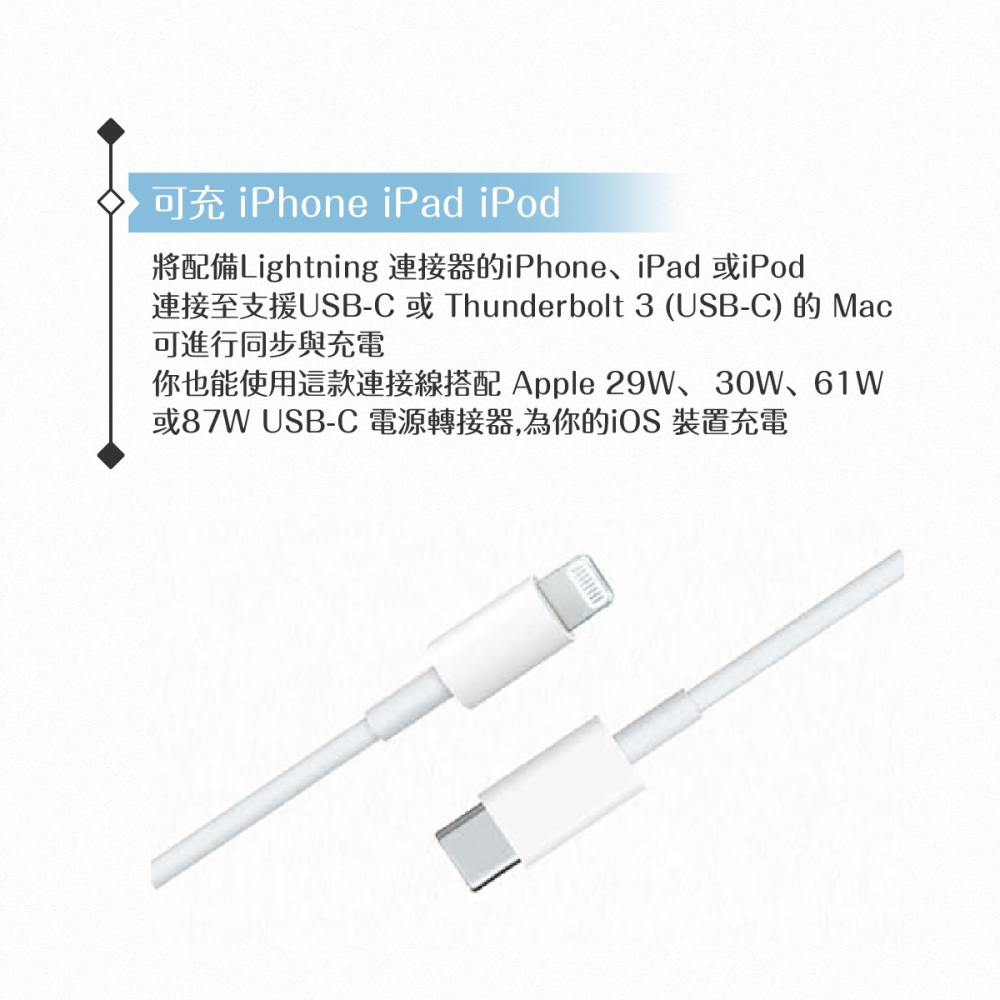 APPLE蘋果副廠 iphone 12系列適用 USB-C 對 Lightning連接線 - 1M-細節圖8