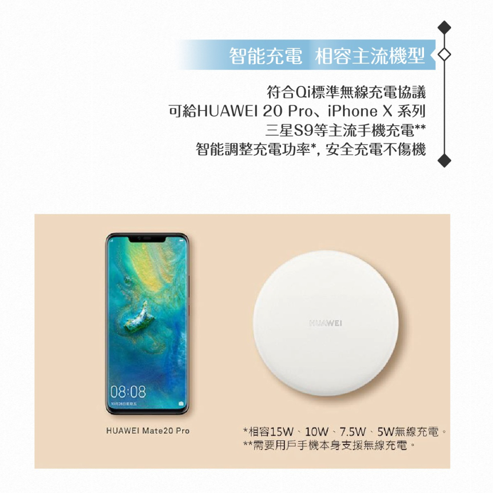 Huawei華為 原廠 15W無線充電板(CP60) 內附英規充電器+Type C線【盒裝】-細節圖6