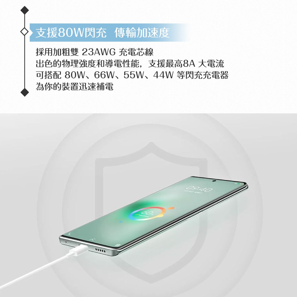 VIVO 8A 原廠 Type C 閃充充電線-密封裝,80W(11V/7.3A) Max-細節圖8