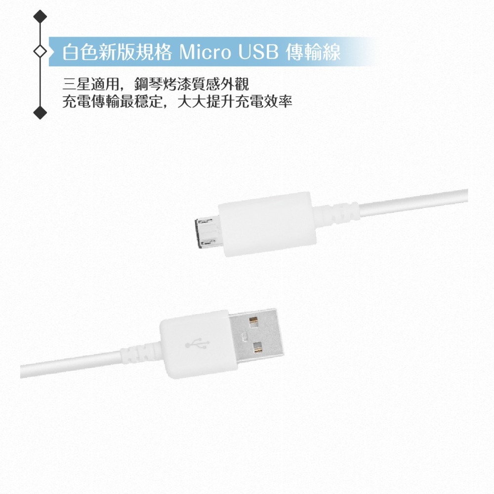 【2入】Samsung 三星適用 1M新版 Micro USB充電線-白/密封裝 ( for Note/S系列 )-細節圖7