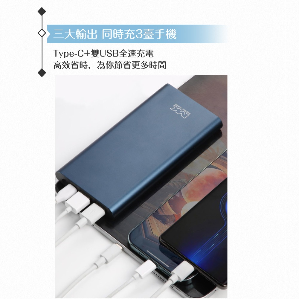 MEGA KING 原廠公司貨 10000mAh 鋁合金行動電源 / 雙USB+Type-C口 (HB96)-細節圖9