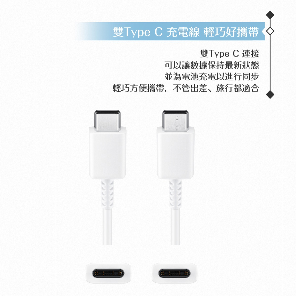 Samsung 原廠盒裝15W Type C充電器T1510+三星製造 雙Type C線組(for Galaxy A)-細節圖8