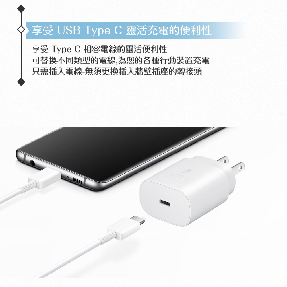 Samsung 原廠盒裝25W Type C充電器TA800+三星製造雙Type C線組(for S24/S23系列)-細節圖5