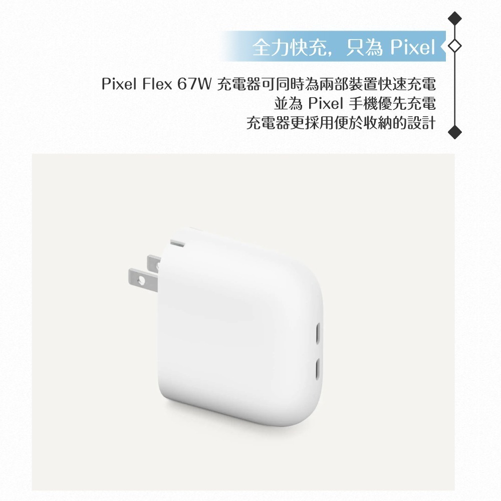 Google 原廠公司貨 Pixel Flex 67W USB-C 雙埠快速充電器 GZE60 (盒裝)-細節圖9