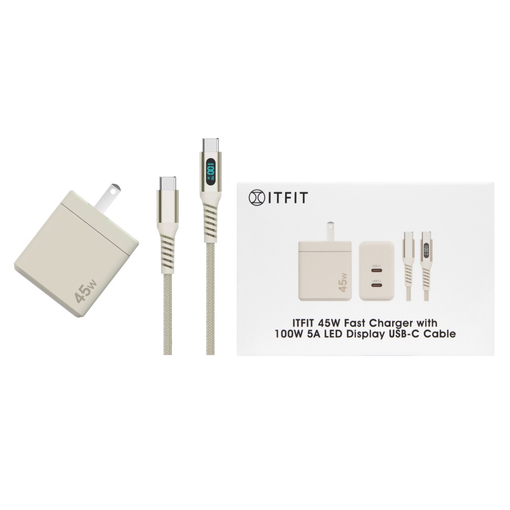 Samsung三星 原廠公司貨 ITFIT 45W 雙孔超快充組 - 米 (附充電器+100W LED Type C線)-細節圖2