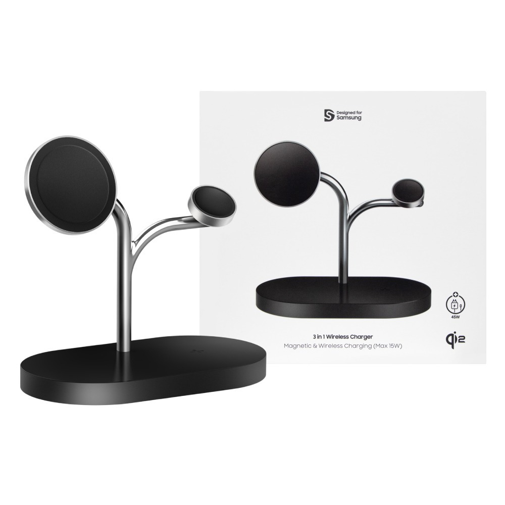 Samsung三星 原廠公司貨 3 合 1 無線充電器 -內附 45W 快充充電組 Type C (需搭配磁吸保護殼)-細節圖2