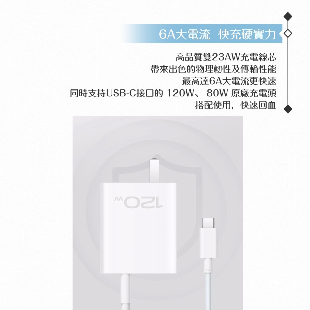 VIVO 6A 台灣正原廠盒裝 Type C to Type C 閃充充電線_120W(20V/6A) Max-細節圖9
