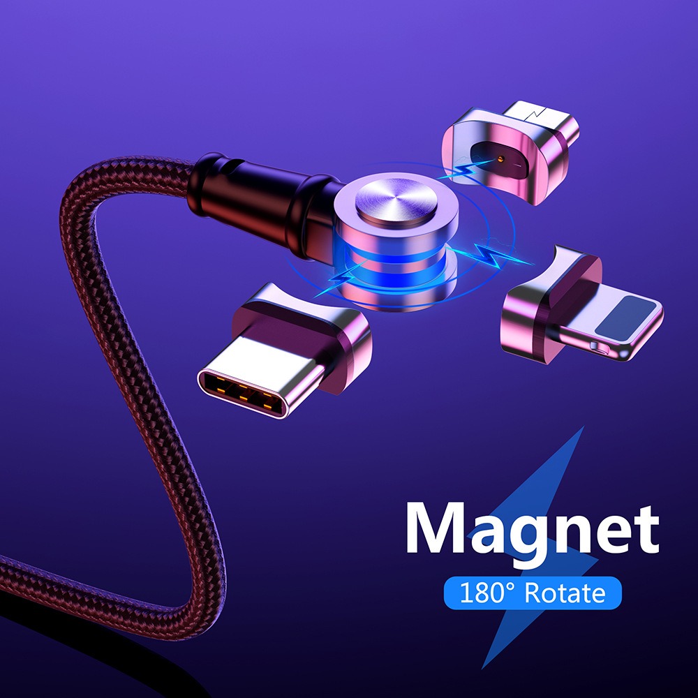 【Ｅ小舖】【台灣出貨】旋轉磁吸充電線數據線180度旋轉盲吸蘋果iphone安卓type-C三合一充電線 一拖三數據線快充-細節圖8