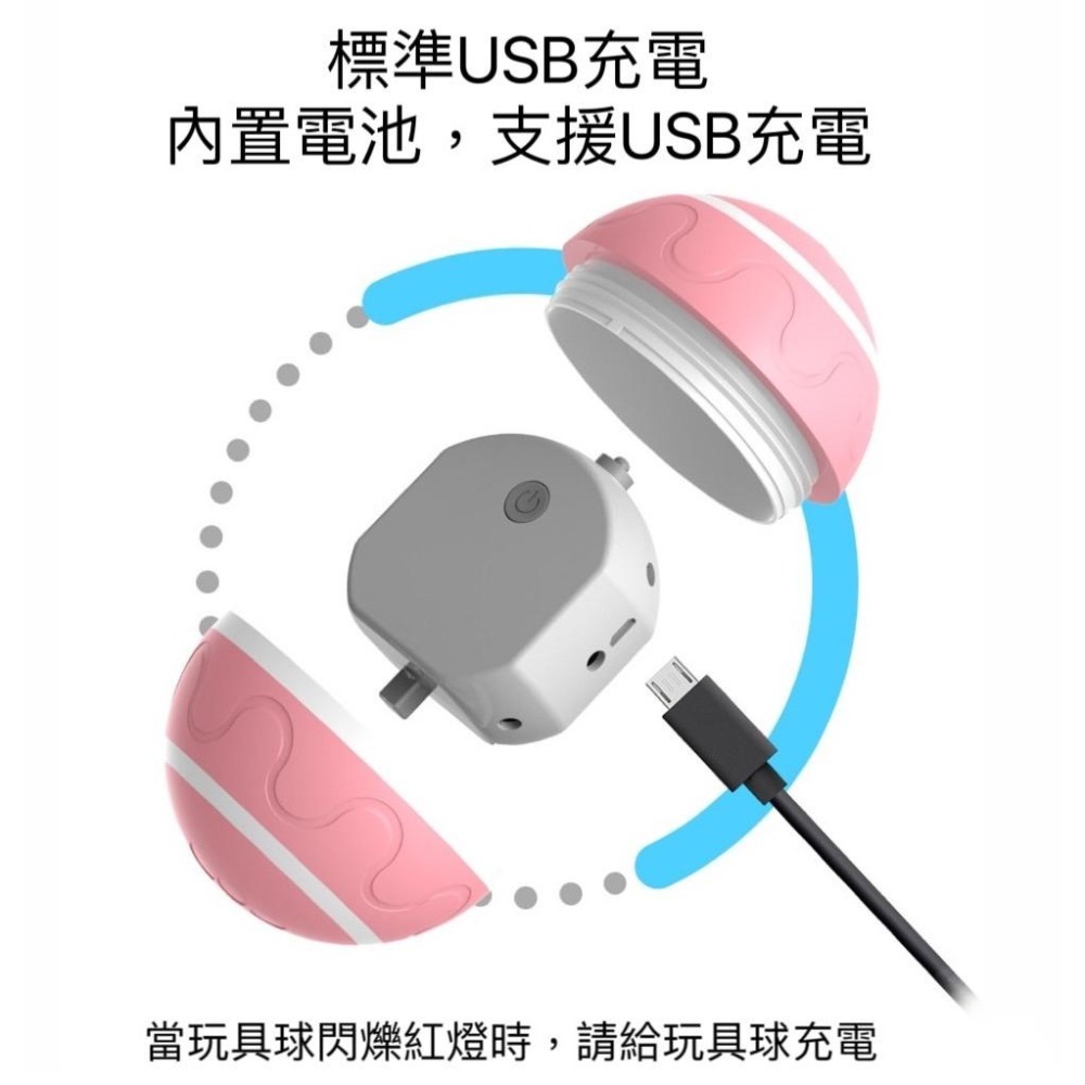 🐶台灣24H出貨🐶 寵物玩具球 自動球 智能電動球 狗狗玩具 貓玩具 逗貓球 LED閃光球 遙控 USB充電 寵物玩具-細節圖6