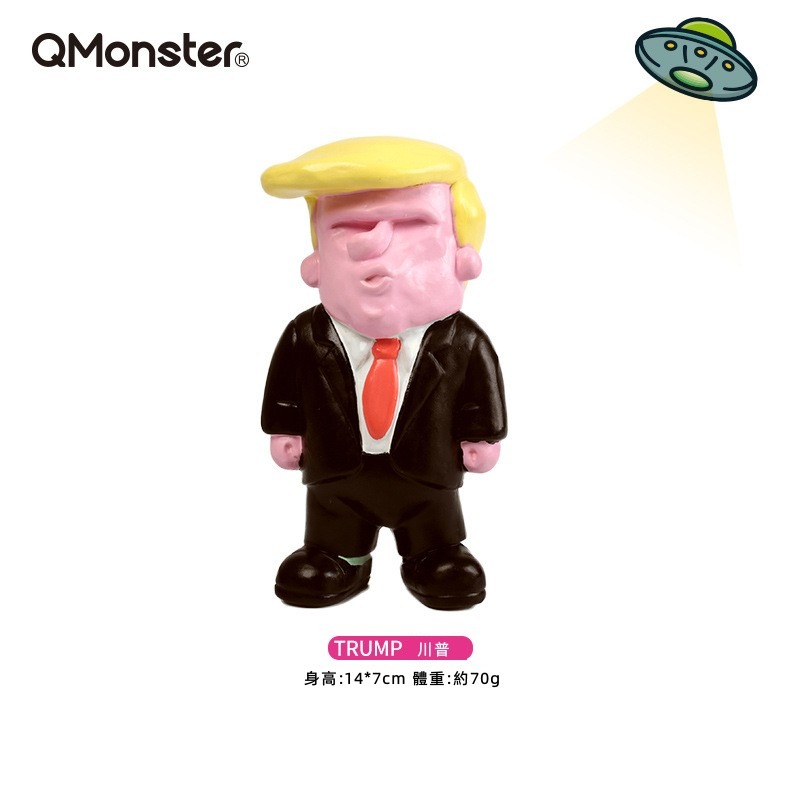 🐶台灣24H出貨 Q-Monster 天然乳膠 寵物玩具 發聲玩具 耐咬 狗狗玩具 木雕動物 名人家族 手繪玩具-規格圖5