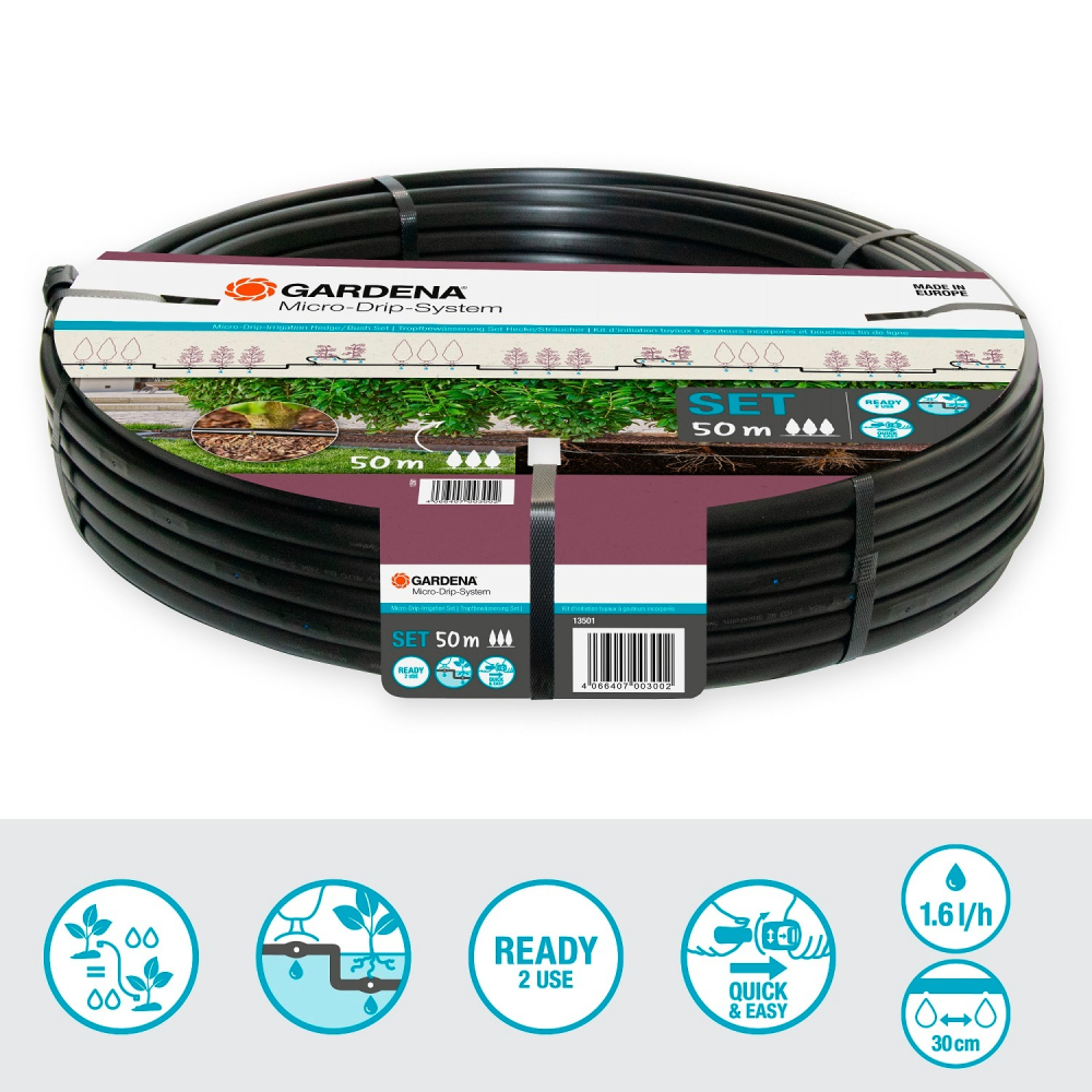 【GARDENA 景觀園藝】 微滴灌樹籬/灌木叢套件 1.6 l/h 13MM×50M 13501-細節圖3