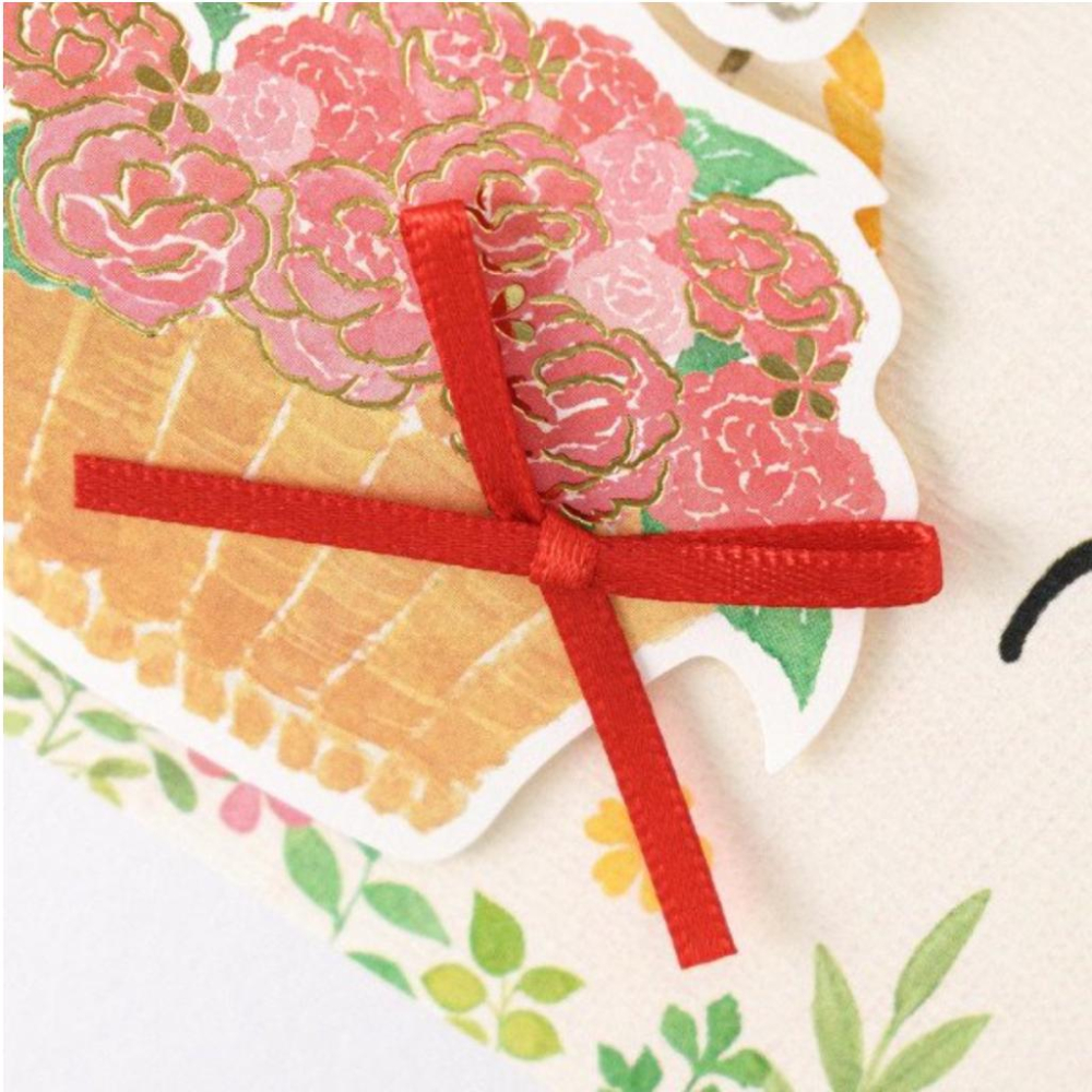 NB社 母親節卡片 狗勾款 金箔加工+緞帶 日本製【立夏手帳生活】-細節圖4