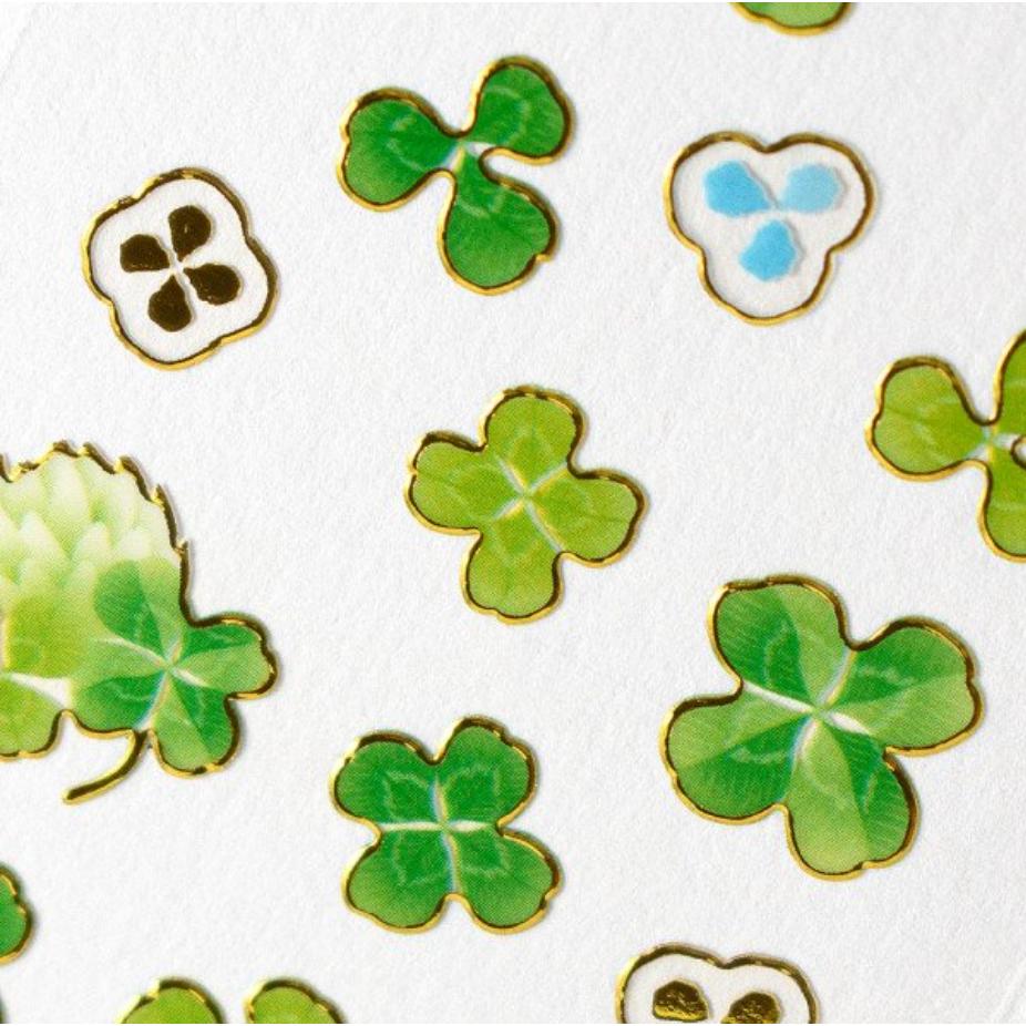 NB社 迷你貼紙系列 白花三葉草款 金邊加工+透明底紙 日本製【立夏手帳生活】-細節圖2