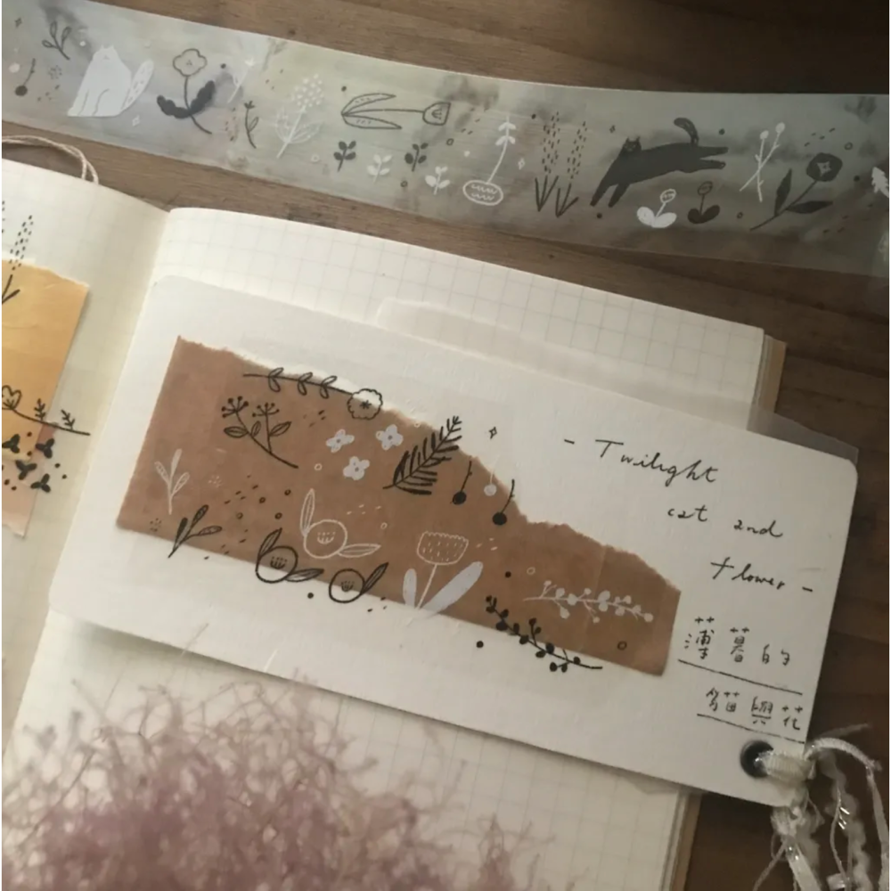 『PET膠帶分裝』 森酪梨 花見午茶/薄荷糖田野/薄暮的猫與花/鳥與星星-細節圖5