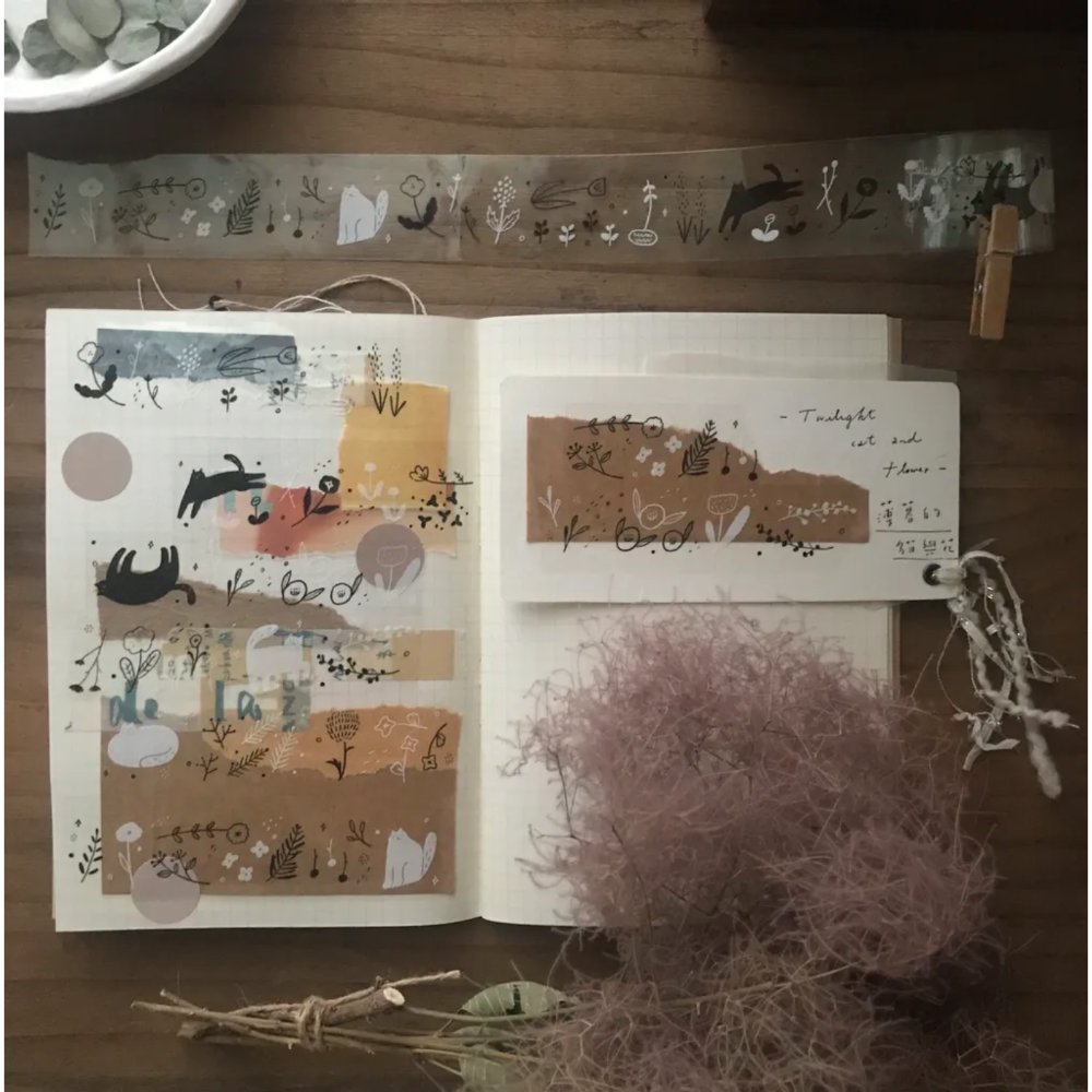 『PET膠帶分裝』 森酪梨 花見午茶/薄荷糖田野/薄暮的猫與花/鳥與星星-規格圖7