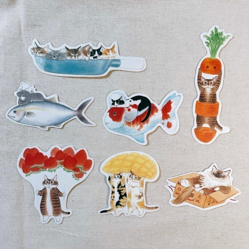 【新4款】補補貓・大衛煮愛 貓咪的異想世界 防水貼紙(中) 共30款【立夏手帳生活】-細節圖3
