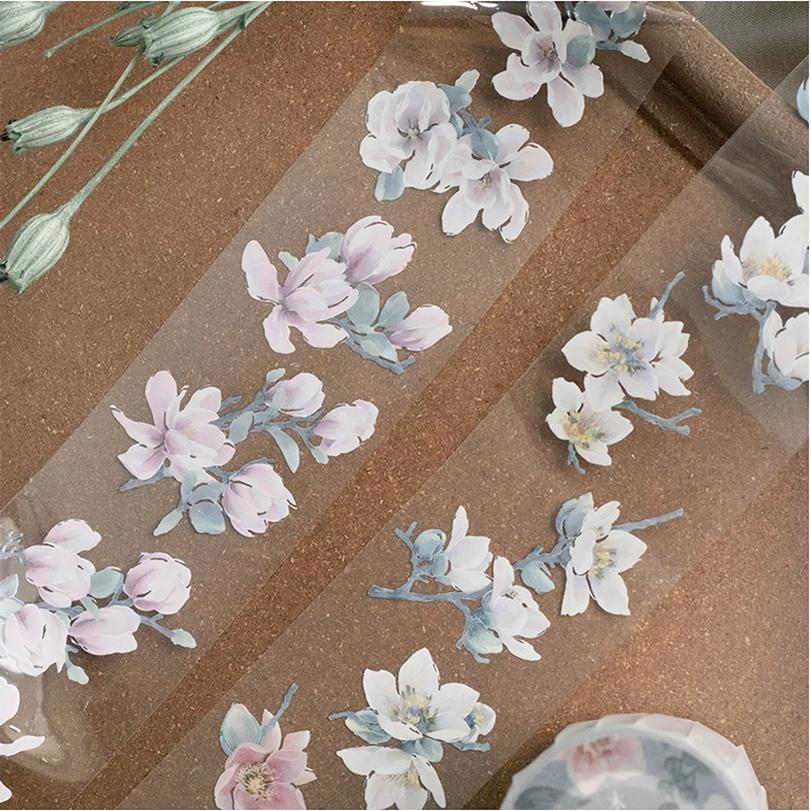 樂意loidesign 『木上花/梔子花/桔梗/美好生活/玫瑰園』5cm透明PET膠帶 共5款【立夏手帳生活】-細節圖7