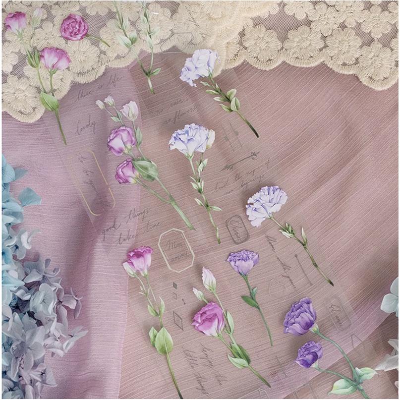 樂意loidesign 『木上花/梔子花/桔梗/美好生活/玫瑰園』5cm透明PET膠帶 共5款【立夏手帳生活】-細節圖8