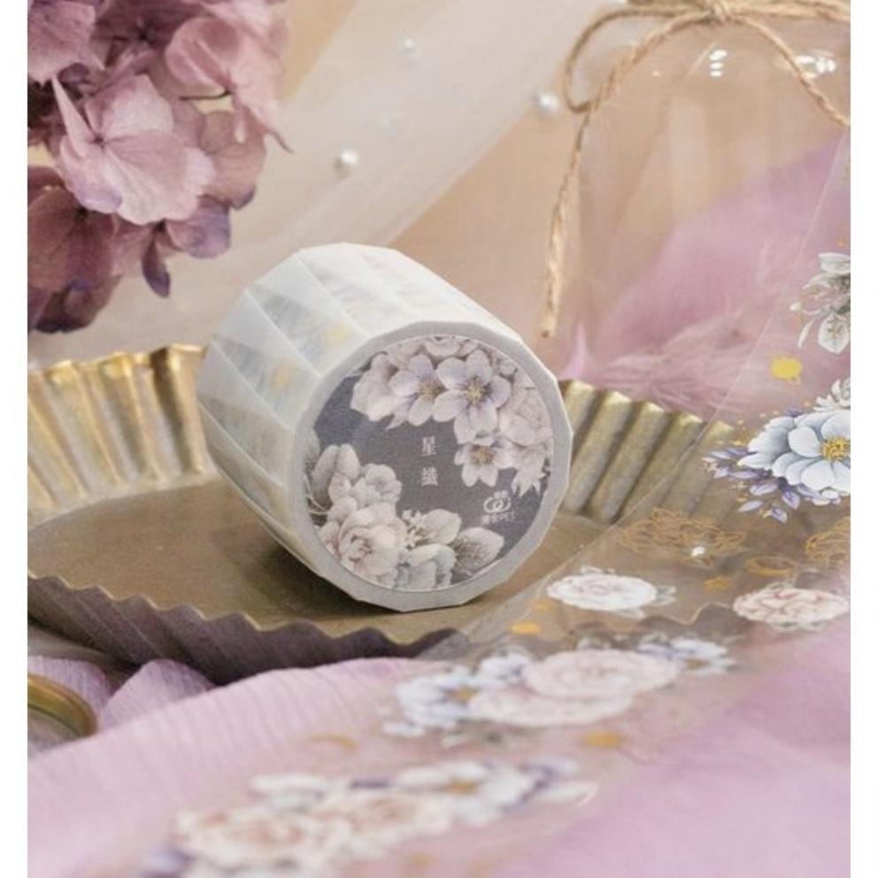 樂意 loidesign 星織 Stars and Flowers 5cm亮面燙金PET紙膠帶【立夏手帳生活】-細節圖2