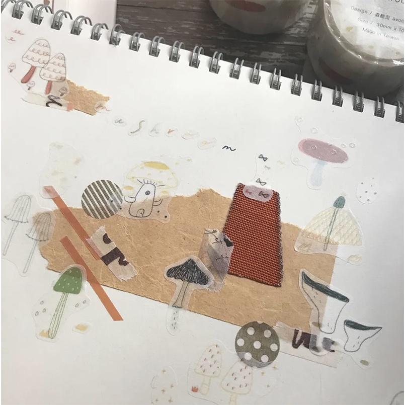 森酪梨Avocado mori 野菇小鎮 3.4cm 和紙膠帶【立夏手帳生活】-細節圖4