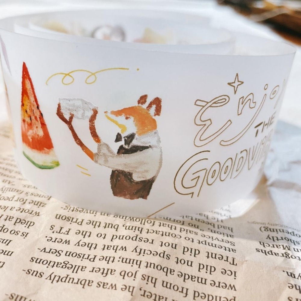 你好工作室 x OURS森林好朋友 狐森特調 4.5cm霧面PET膠帶 【立夏手帳生活】-細節圖2