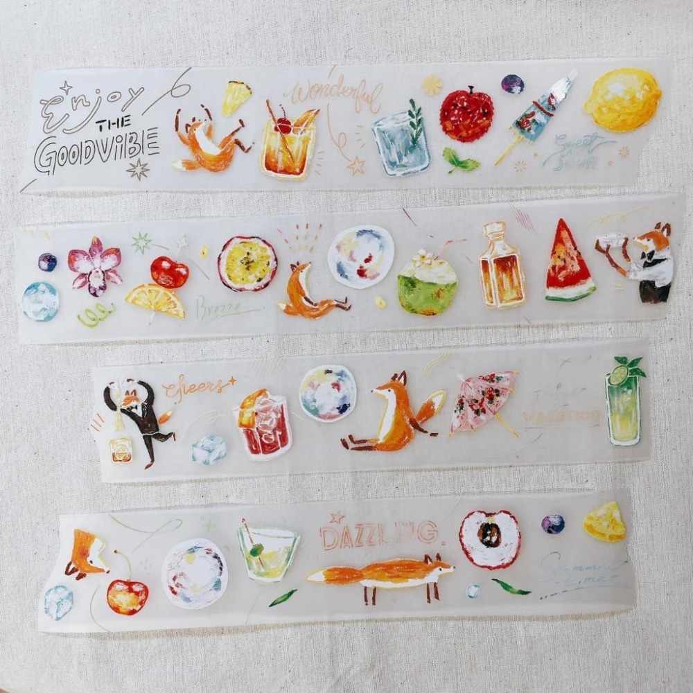 你好工作室 x OURS森林好朋友 狐森特調 4.5cm霧面PET膠帶 【立夏手帳生活】-細節圖4