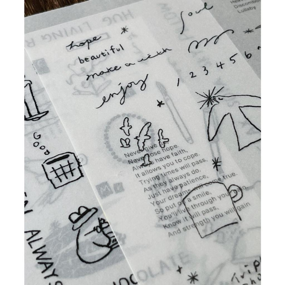 山泥泥yamadoro messages素材包 轉印貼紙+描圖紙組【立夏手帳生活】-細節圖5