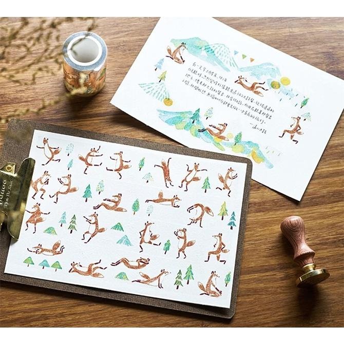 你好工作室 小狐狸散步 3.5cm 透明PET膠帶 小狐狸 狐吉【立夏手帳生活】-細節圖3