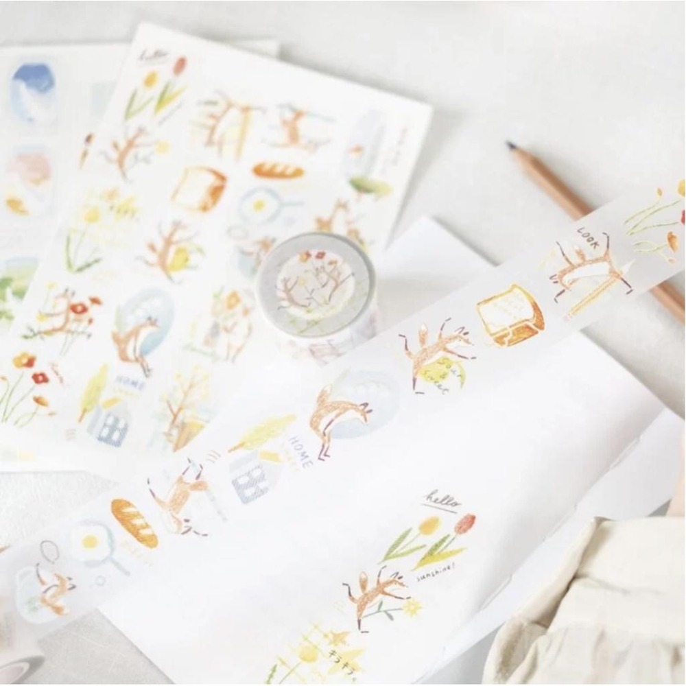 你好工作室 花路日記 3.5cm 霧面PET膠帶 小狐狸 狐吉 【立夏手帳生活】-細節圖2