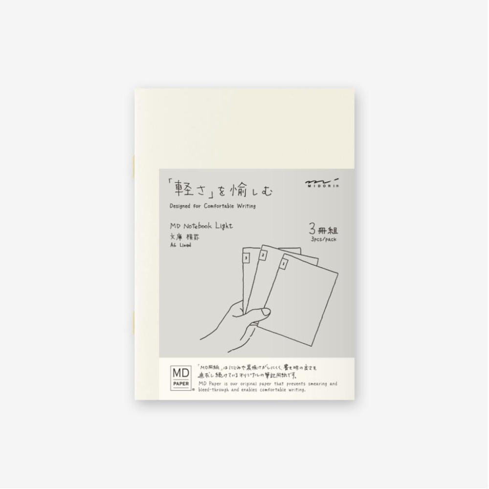 MIDORI MD Notebook 輕量筆記本 文庫A6尺寸 空白/方格/橫線『無罫/方眼罫/横罫』【立夏手帳生活】-細節圖3