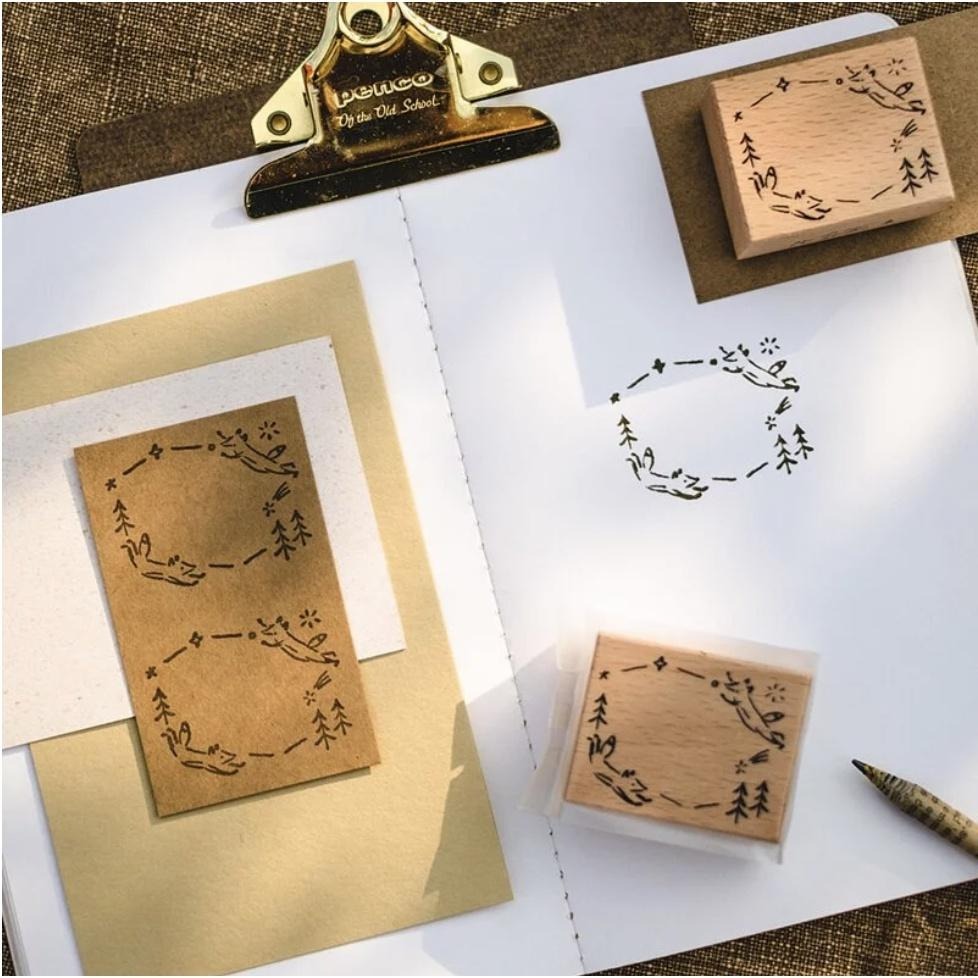 你好工作室 小狐吉邊框印章 單顆印章 小狐狸 狐吉【立夏手帳生活】-細節圖2