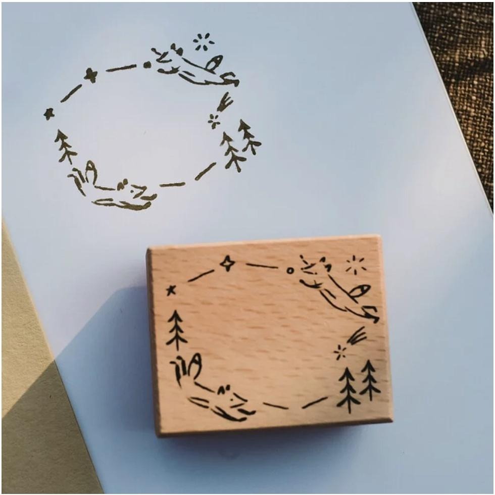 你好工作室 小狐吉邊框印章 單顆印章 小狐狸 狐吉【立夏手帳生活】-細節圖3